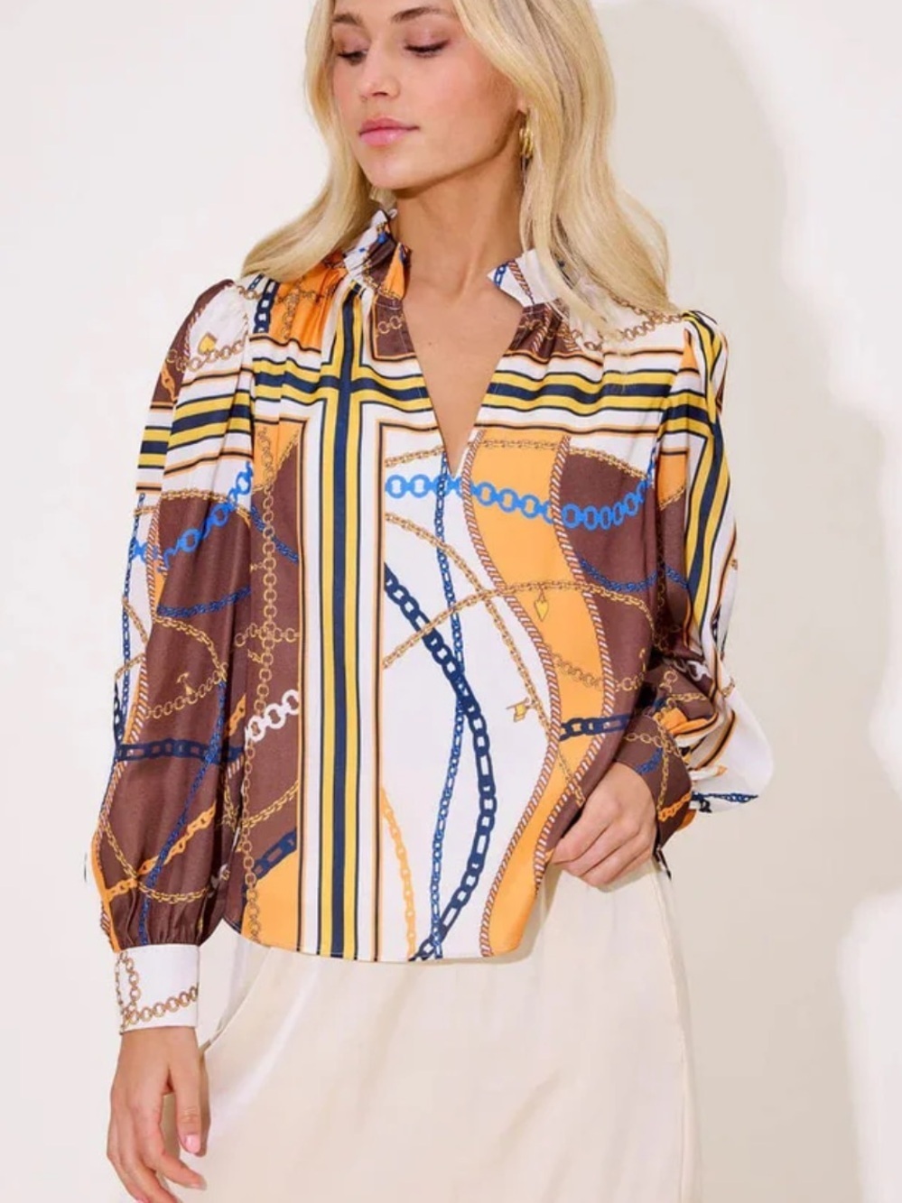 NEW ALDEN ADAIR phoebe top in equestrian blouse size medium